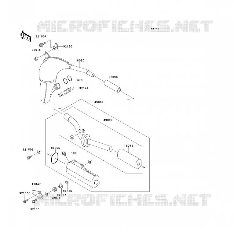 EXHAUST Kawasaki TOUT-TERRAIN 80 1995 KX80  KX80-R5