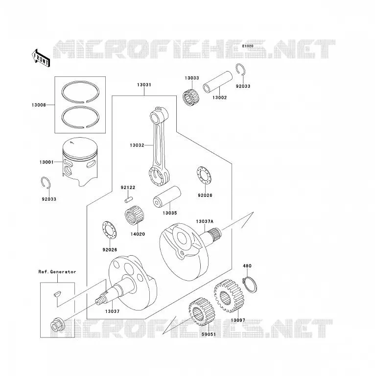 CRANKSHAFT - PISTON Kawasaki TOUT-TERRAIN 80 1997 KX80  KX80-R7