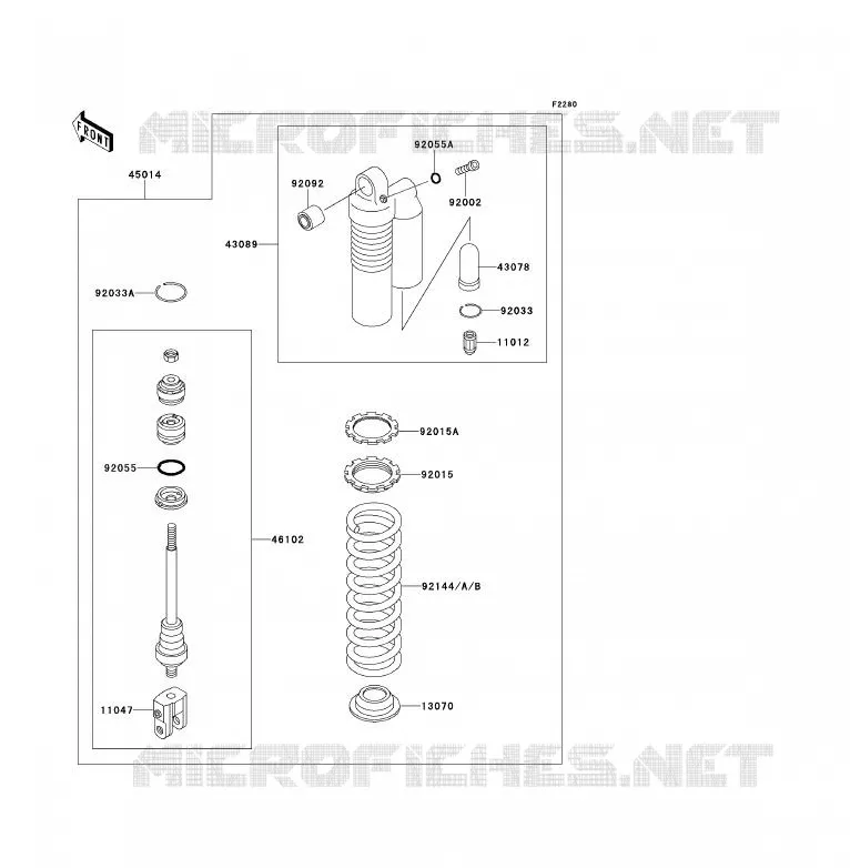 SUSPENSION - SHOCK ABSORBER Kawasaki TOUT-TERRAIN 80 1992 KX80  KX80-S2
