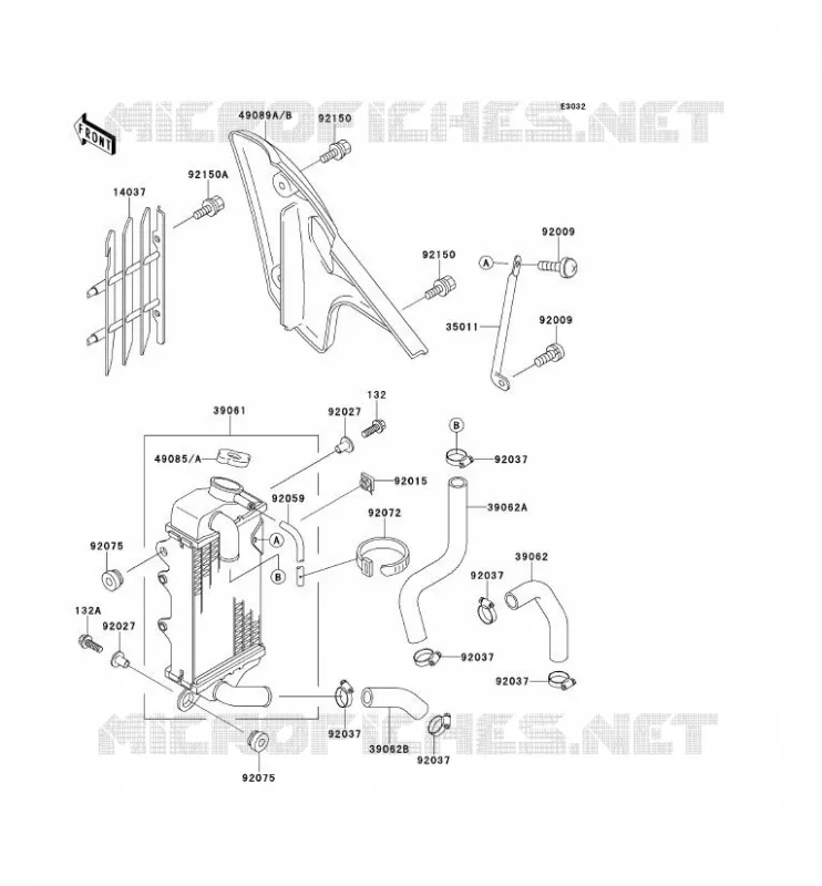 RADIATOR Kawasaki TOUT-TERRAIN 80 1993 KX80  KX80-S3