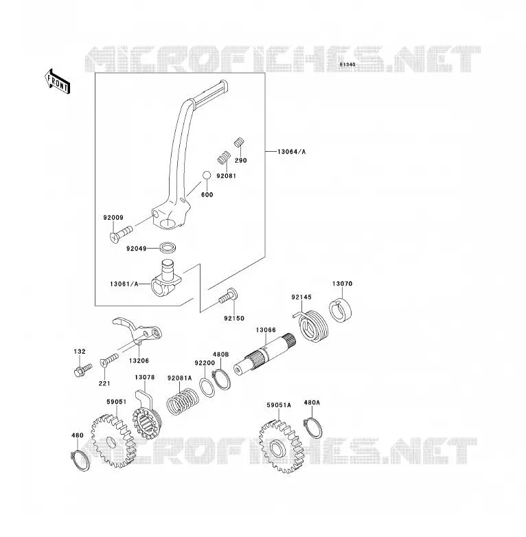 KICK STARTER Kawasaki TOUT-TERRAIN 80 1999 KX80  KX80-W2