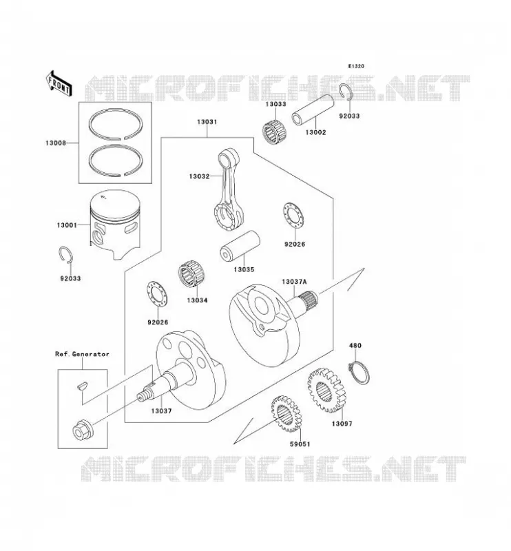 CRANKSHAFT - PISTON Kawasaki TOUT-TERRAIN 80 2000 KX80  KX80-Y3