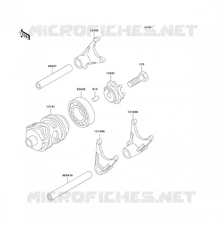 GEAR CHANGE DRUM - SHIFT FORKS Kawasaki TOUT-TERRAIN 85 2001 KX85 - KX85 II  KX85-A1