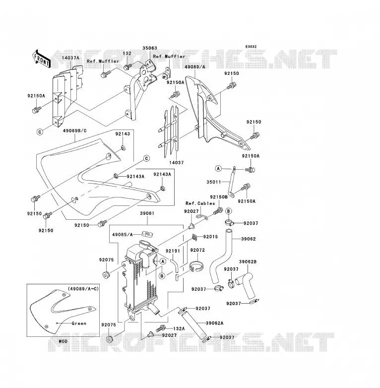 RADIATOR Kawasaki TOUT-TERRAIN 85 2001 KX85 - KX85 II  KX85-A1