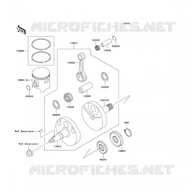 CRANKSHAFT - PISTON Kawasaki TOUT-TERRAIN 85 2005 KX85 - KX85 II  KX85-A5