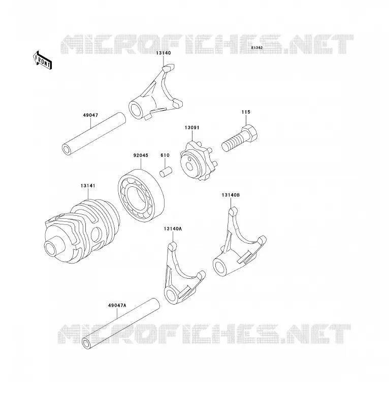 GEAR CHANGE DRUM - SHIFT FORKS Kawasaki TOUT-TERRAIN 85 2009 KX85  KX85A9F