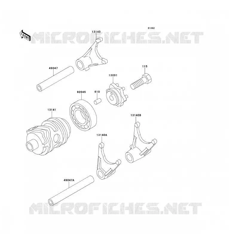 GEAR CHANGE DRUM - SHIFT FORKS Kawasaki TOUT-TERRAIN 85 2013 KX85 - KX85 II  KX85ADF