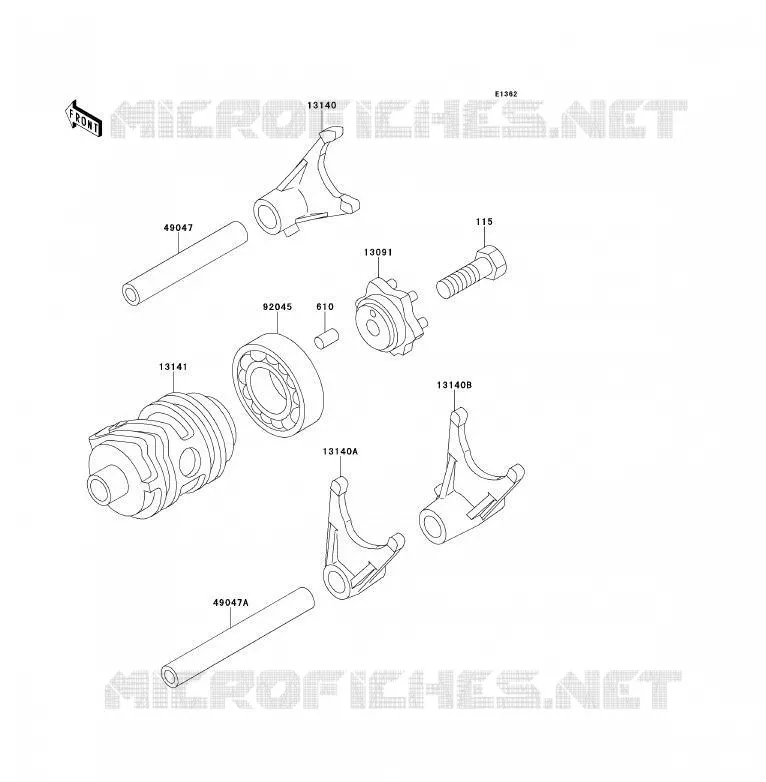 GEAR CHANGE DRUM - SHIFT FORKS Kawasaki TOUT-TERRAIN 85 2013 KX85 - KX85 II  KX85ADF