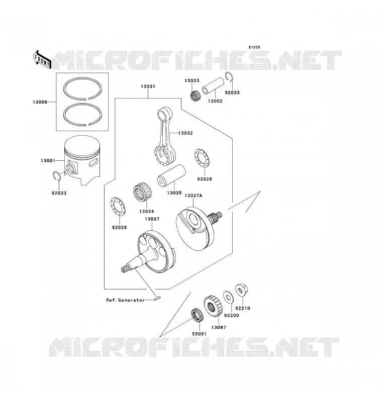 CRANKSHAFT - PISTON Kawasaki TOUT-TERRAIN 85 2007 KX85 - KX85 II  KX85B7F