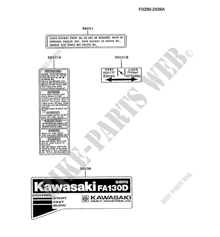 LABELS voor Kawasaki FA MOTORS FA130D