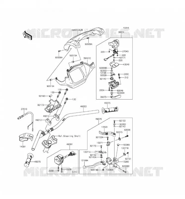 HANDLEBAR Kawasaki QUAD 750 2017 BRUTE FORCE 750 4X4I EPS  KVF750GHF