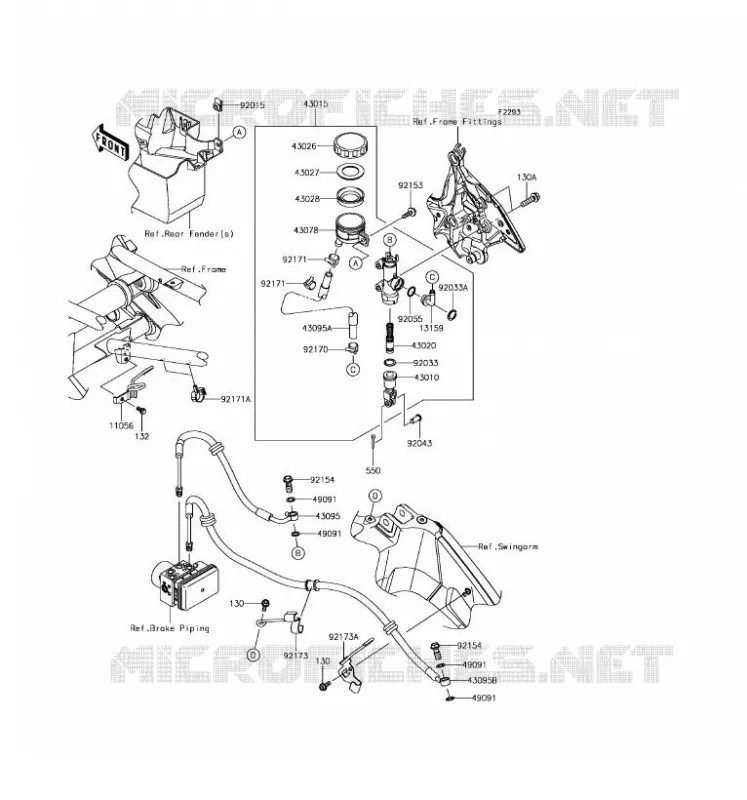 REAR MASTER CYLINDER Kawasaki MOTOS 650 2017 VERSYS 650 ABS  KLE650FHF
