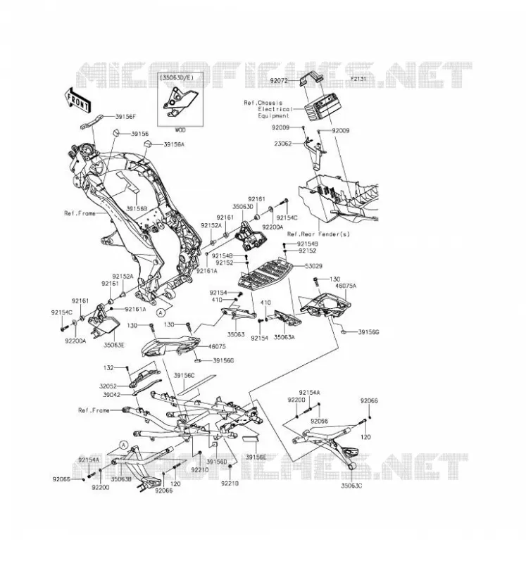 FRAME PARTS (COUVERTURE) Kawasaki MOTOS 1000 2016 VERSYS 1000  KLZ1000BGF