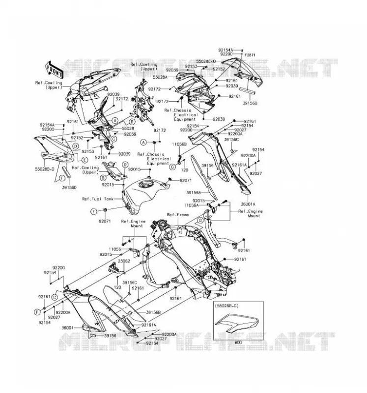 COWLING(CENTRALE) Kawasaki MOTOS 1000 2017 VERSYS 1000  KLZ1000BHF