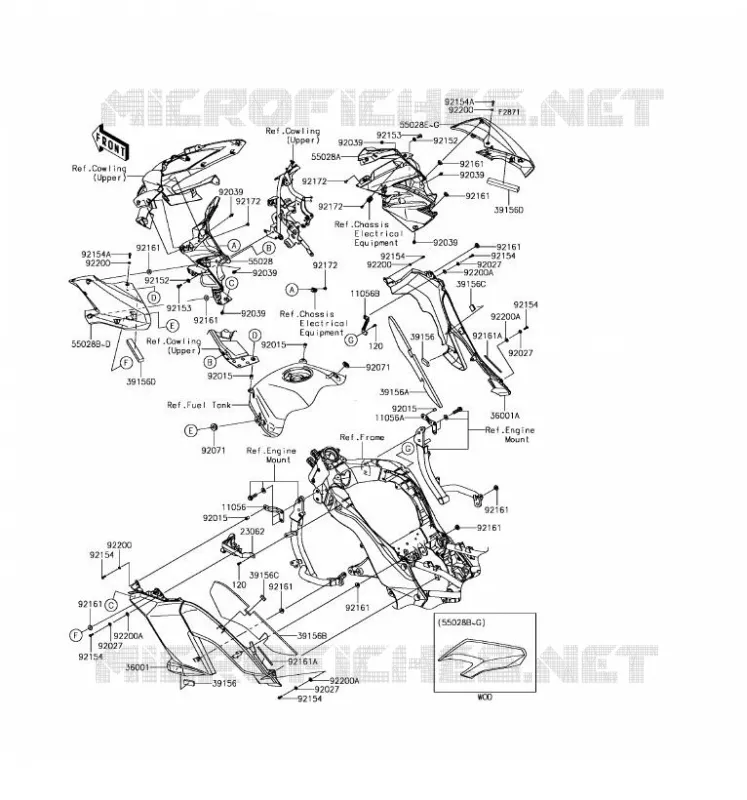 COWLING(CENTRALE) Kawasaki MOTOS 1000 2017 VERSYS 1000  KLZ1000BHF
