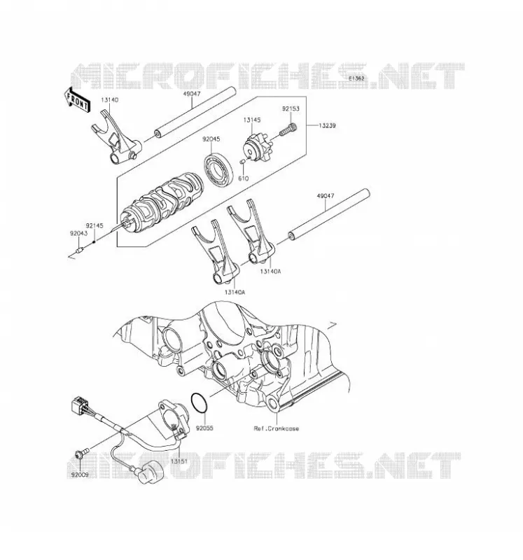 GEAR CHANGE DRUM - SHIFT FORKS Kawasaki MOTOS 1400 2016 CONCOURS 14 ABS  ZG1400EGF