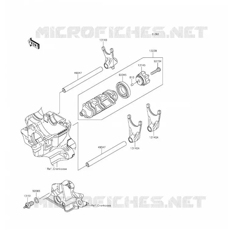 GEAR CHANGE DRUM - SHIFT FORKS Kawasaki MOTOS 1000 2016 Z1000  ZR1000FGF
