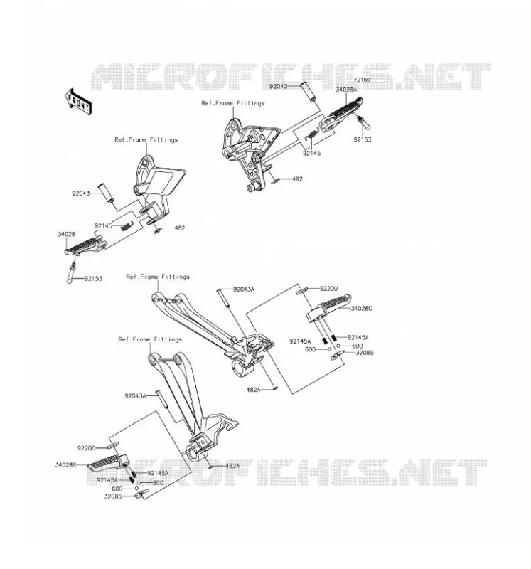 FOOTREST Kawasaki MOTOS 1000 2016 Z1000 ABS  ZR1000GGF
