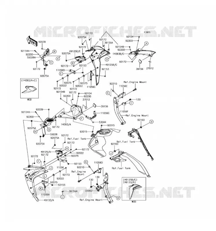 COWLING(CENTRALE) Kawasaki MOTOS 1000 2017 Z1000  ZR1000HHF
