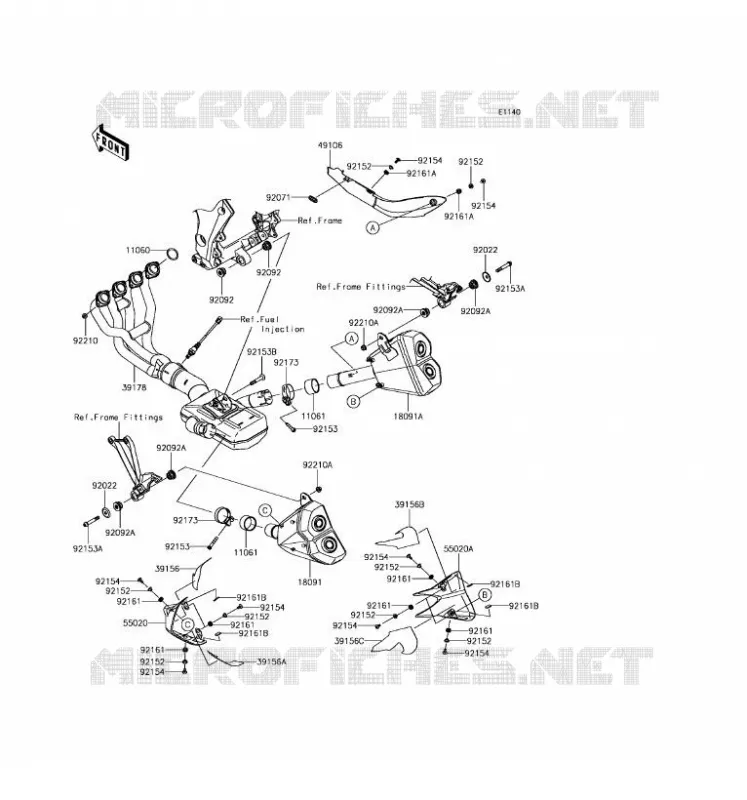 EXHAUST Kawasaki MOTOS 1000 2017 Z1000  ZR1000HHF
