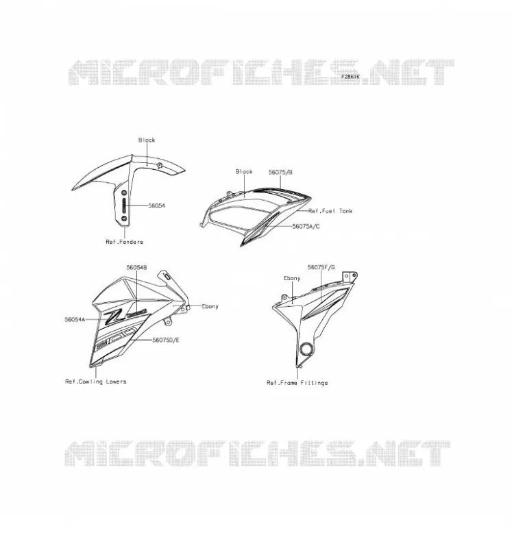 STICKER(EBONY) Kawasaki MOTOS 800 2016 Z800 ABS  ZR800DGFA