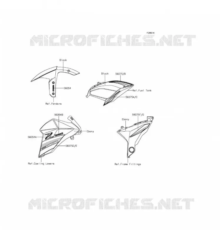 STICKER(EBONY) Kawasaki MOTOS 800 2016 Z800 ABS  ZR800DGFA