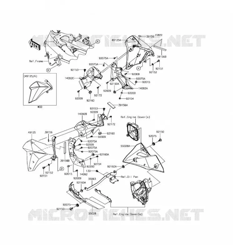 LOWER COWLING Kawasaki MOTOS 800 2016 Z800  ZR800EGF