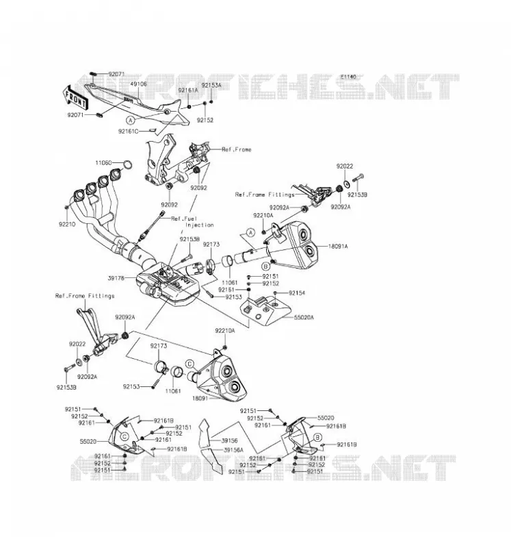 EXHAUST Kawasaki MOTOS 1000 2016 Z1000SX  ZX1000LGF