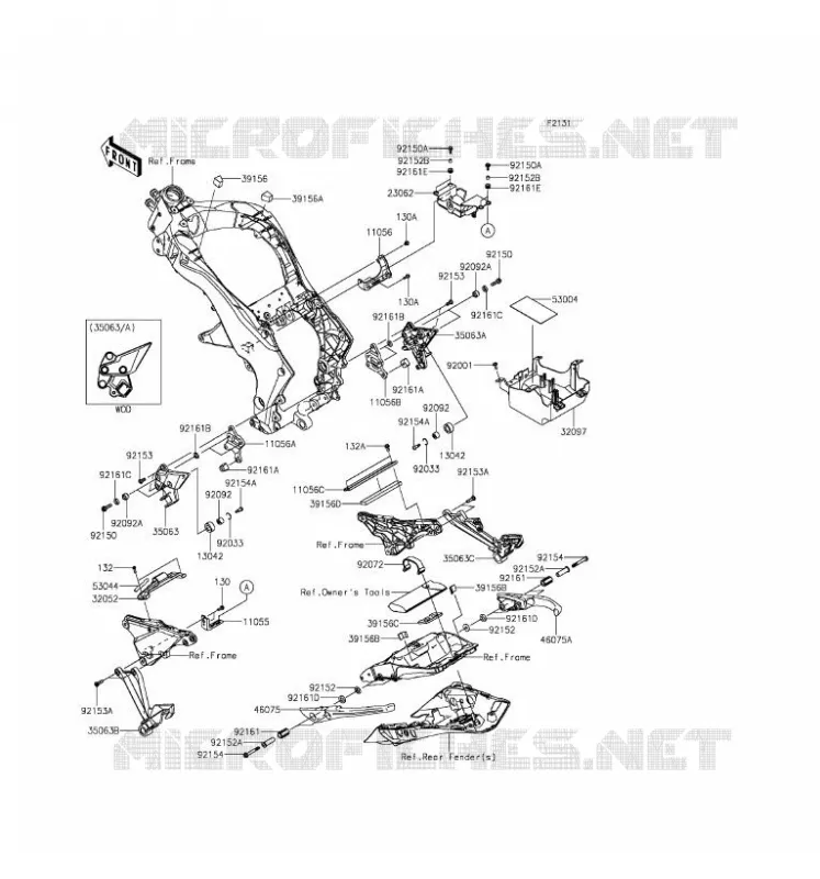 FRAME PARTS (COUVERTURE) Kawasaki MOTOS 1000 2016 Z1000SX  ZX1000LGF