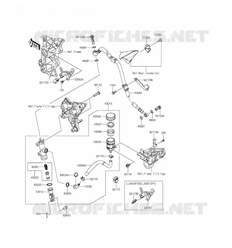 REAR MASTER CYLINDER Kawasaki MOTOS 1000 2016 Z1000SX  ZX1000LGF