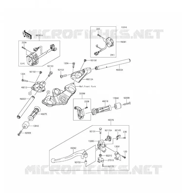 HANDLEBAR Kawasaki MOTOS 1000 2016 Z1000SX ABS  ZX1000MGF