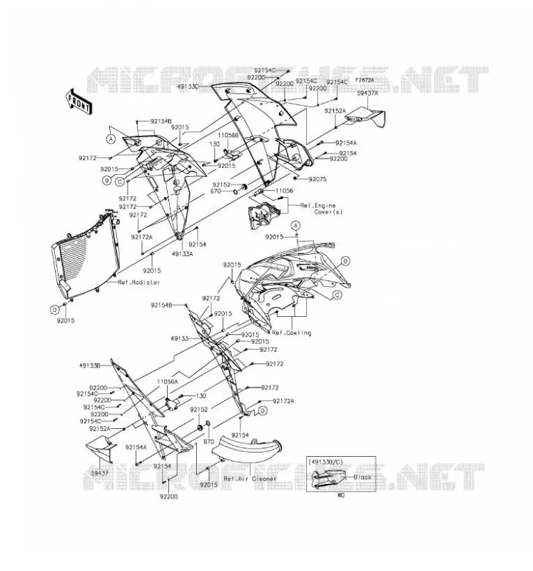 LOWER COWLING Kawasaki MOTOS 1000 2016 NINJA H2R  ZX1000PGF