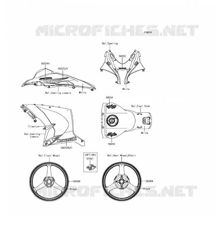 STICKER(WHITE) Kawasaki MOTOS 1000 2017 NINJA ZX-10R  ZX1000RHF