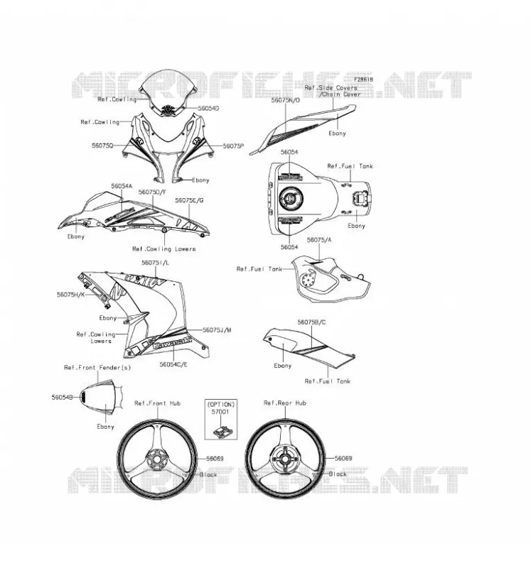 STICKER(EBONY) Kawasaki MOTOS 1000 2016 NINJA ZX-10R ABS  ZX1000SGFB