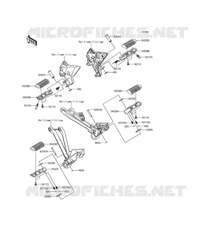 FOOTREST Kawasaki MOTOS 1000 2017 Z1000SX  ZX1000WHF