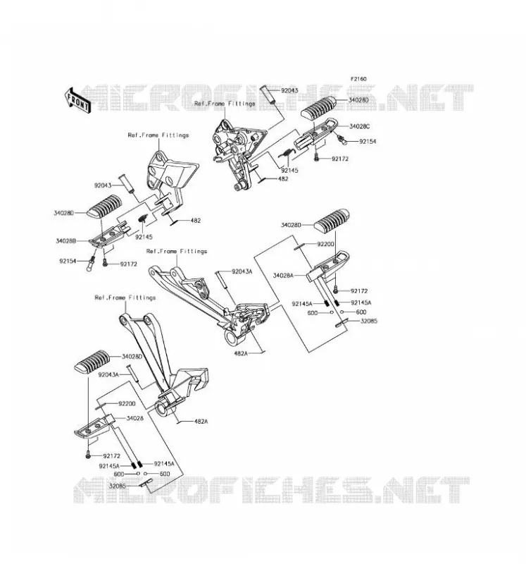 FOOTREST Kawasaki MOTOS 1000 2017 Z1000SX  ZX1000WHF