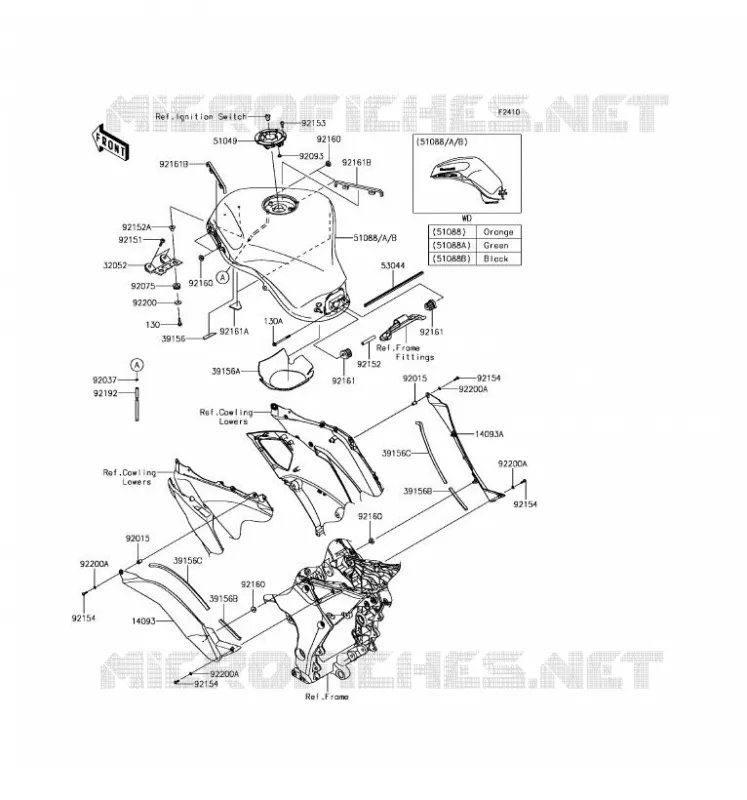 FUEL TANK Kawasaki MOTOS 1000 2017 Z1000SX  ZX1000WHF