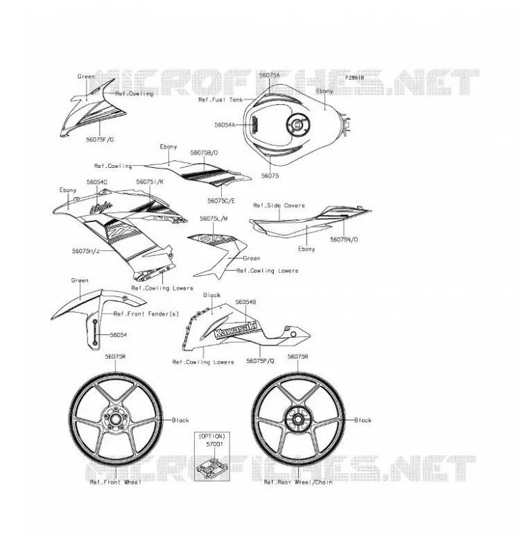 STICKER(GREEN) Kawasaki MOTOS 636 2016 NINJA ZX-6R ABS  ZX636FGFA