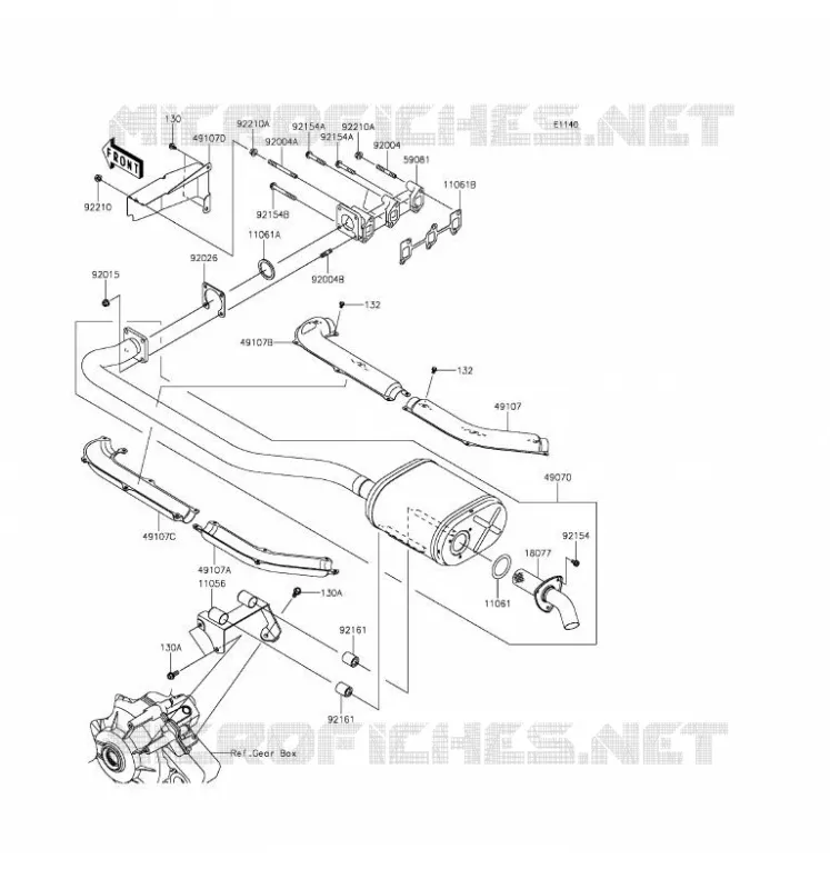 EXHAUST Kawasaki SSV 1000 2016 MULE PRO-DXT  KAF1000BGF