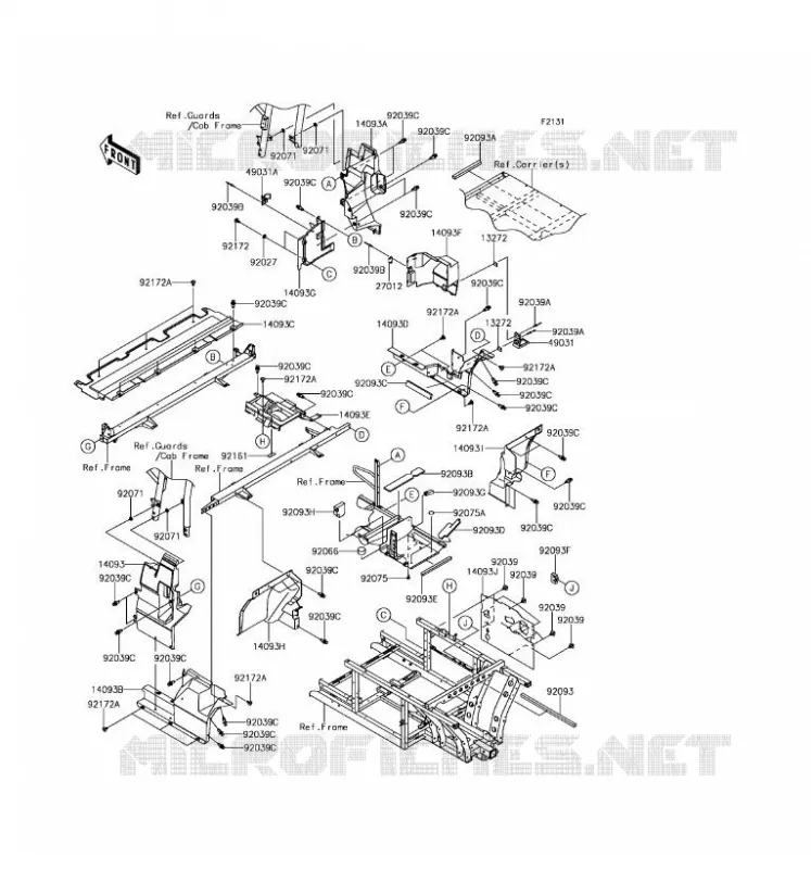 FRAME PARTS(ARRI&Egrave;RE) Kawasaki SSV 1000 2017 MULE PRO-DX  KAF1000FHF