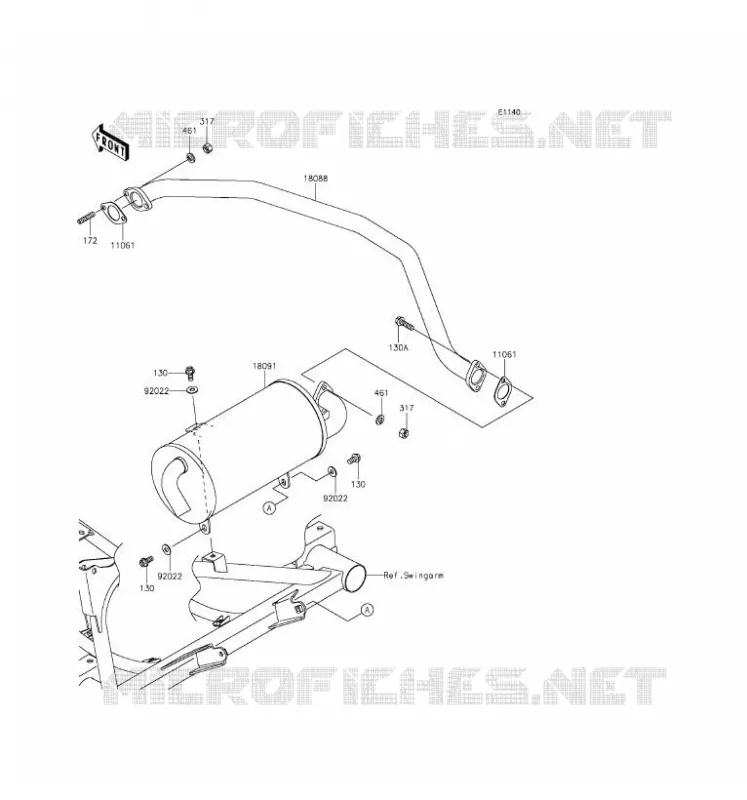 EXHAUST Kawasaki SSV 400 2016 MULE 610 4X4  KAF400AGF