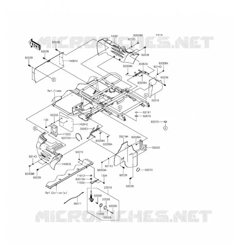 FRAME PARTS(ARRI&Egrave;RE) Kawasaki SSV 400 2016 MULE 610 4X4  KAF400AGF