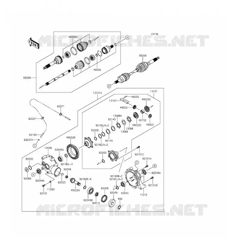 FRONT DRIVE SHAFT Kawasaki SSV 400 2016 MULE 610 4X4  KAF400AGF