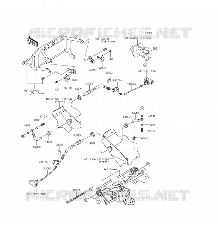 FRONT BRAKE PIPE Kawasaki SSV 400 2016 MULE 600  KAF400BGF