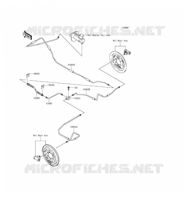 REAR BRAKE PIPE Kawasaki SSV 400 2016 MULE 600  KAF400BGF