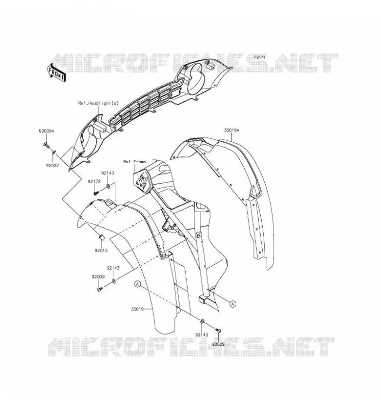 FRONT FENDER Kawasaki SSV 400 2016 MULE 600  KAF400BGF