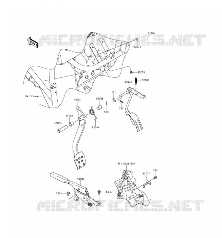 BRAKE PEDAL - THROTTLE LEVER Kawasaki SSV 400 2016 MULE 610 4X4 XC  KAF400DGF
