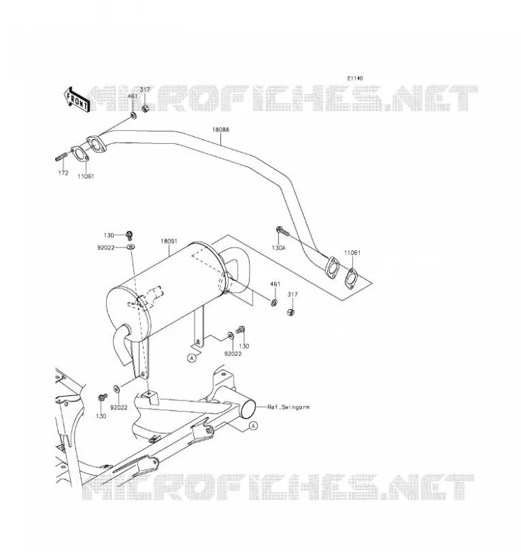 EXHAUST Kawasaki SSV 400 2016 MULE 610 4X4 XC  KAF400FGF