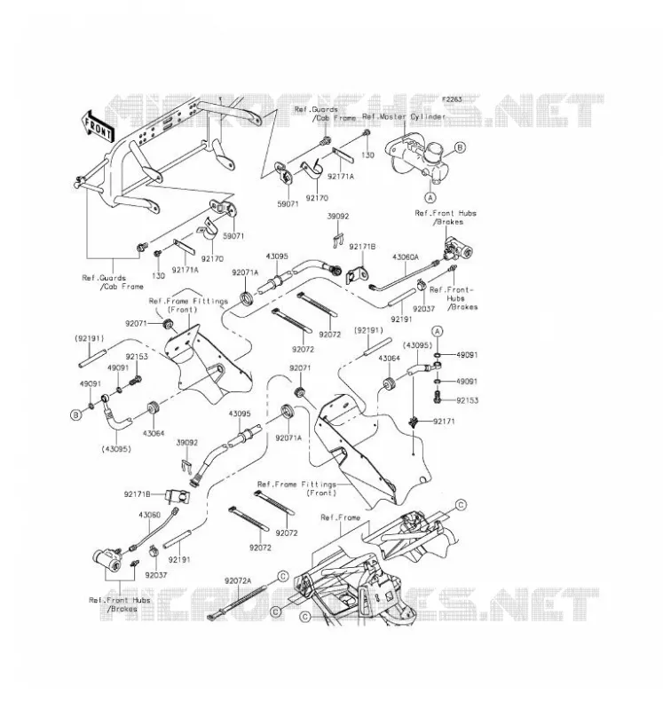 FRONT BRAKE PIPE Kawasaki SSV 400 2016 MULE 610 4X4 XC  KAF400FGF