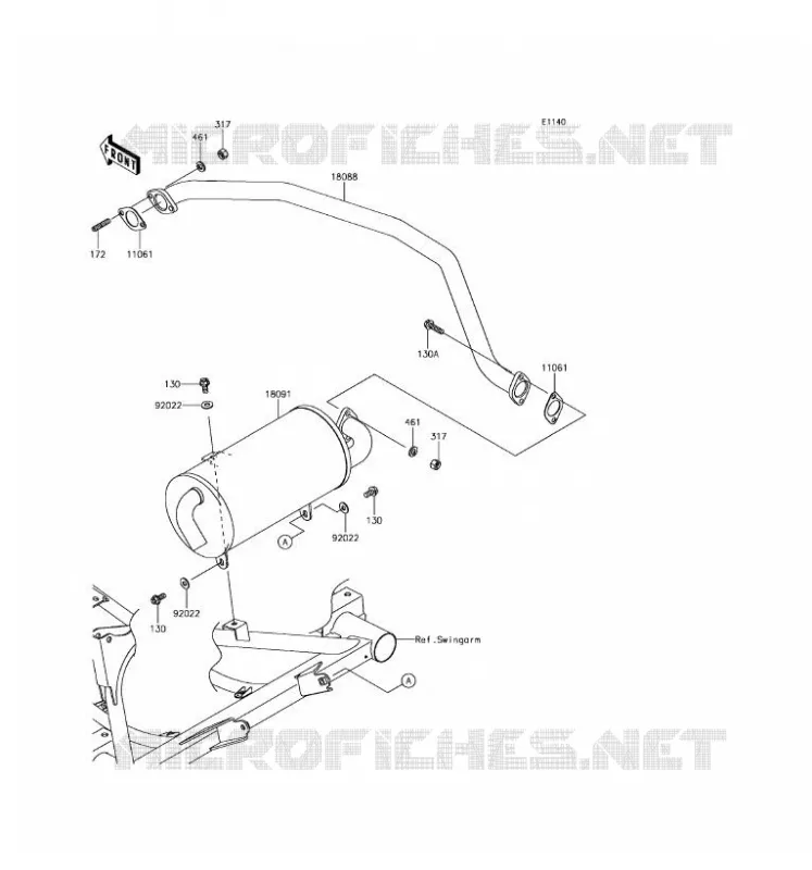 EXHAUST Kawasaki SSV 400 2017 MULE SX  KAF400HHF